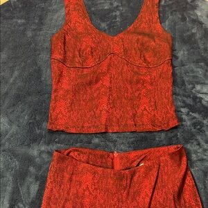 Three Hearts Red Snake Print Top and Pants Set